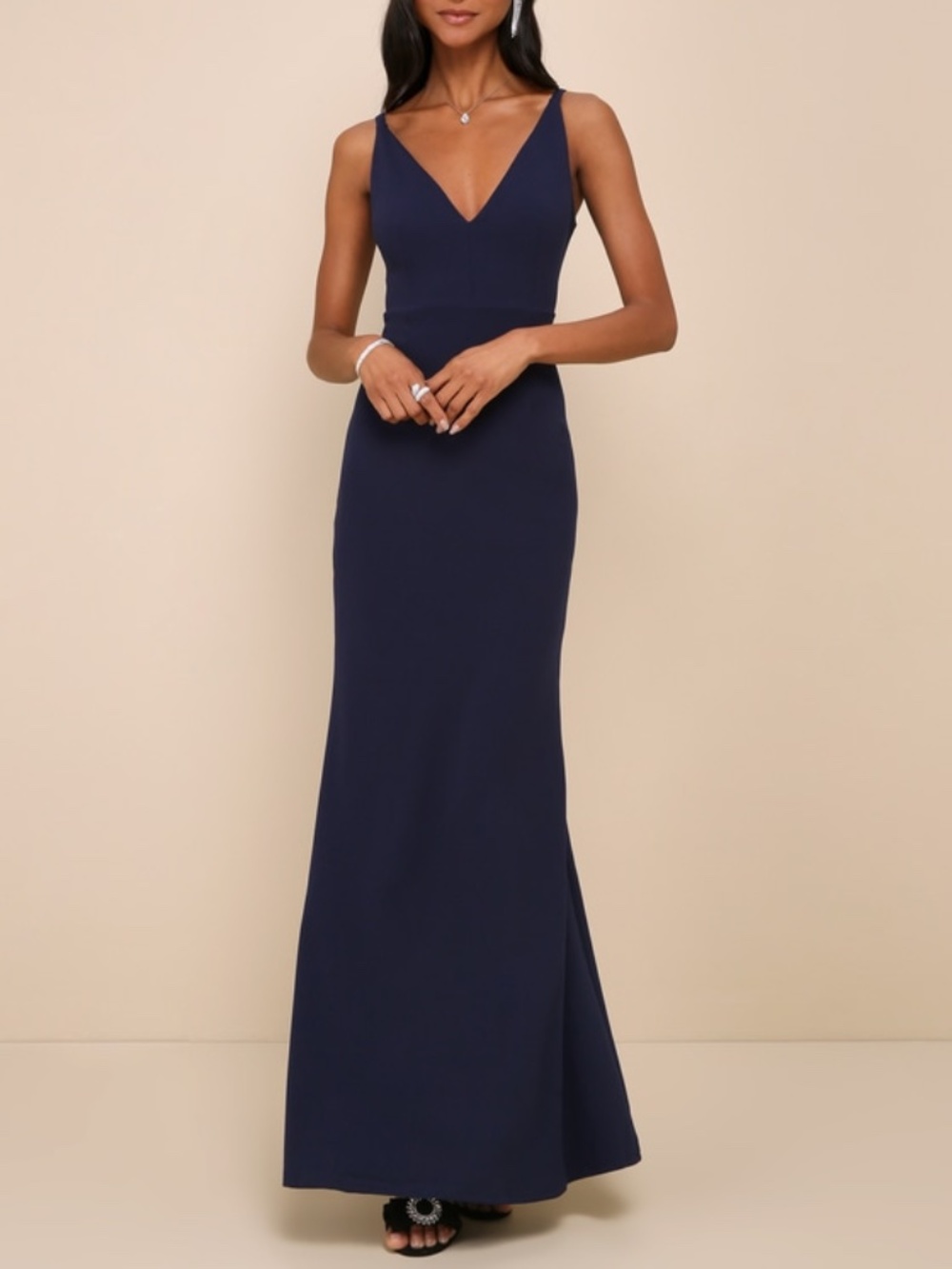 UNWORN: Lulus Melora Navy Blue Sleeveless Maxi Dress - Size L